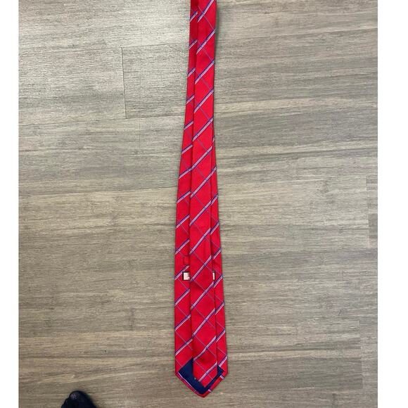 Men's Thomas Pink Red and Blue Tie - Picture 2 of 3